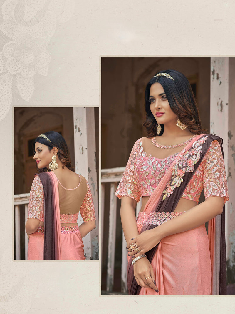 Pre-Pleated Ruffle Saree with Belt