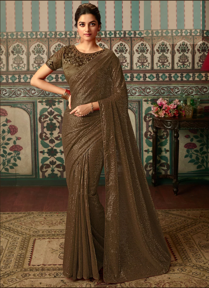 Latest Georgette with Sequins Saree