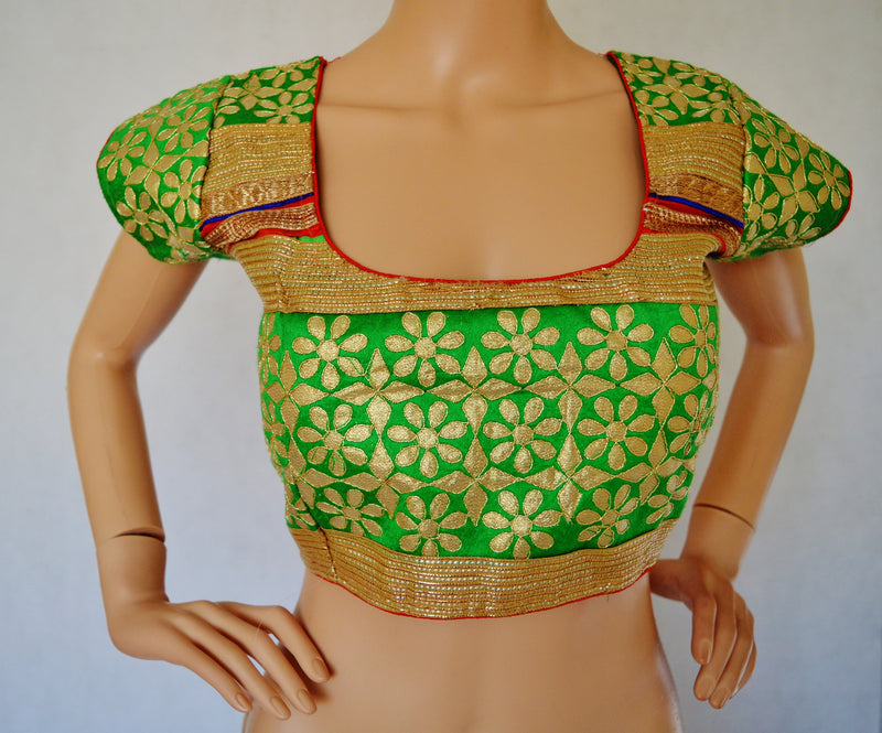 Green with golden border gota pattib blouse / Choli top