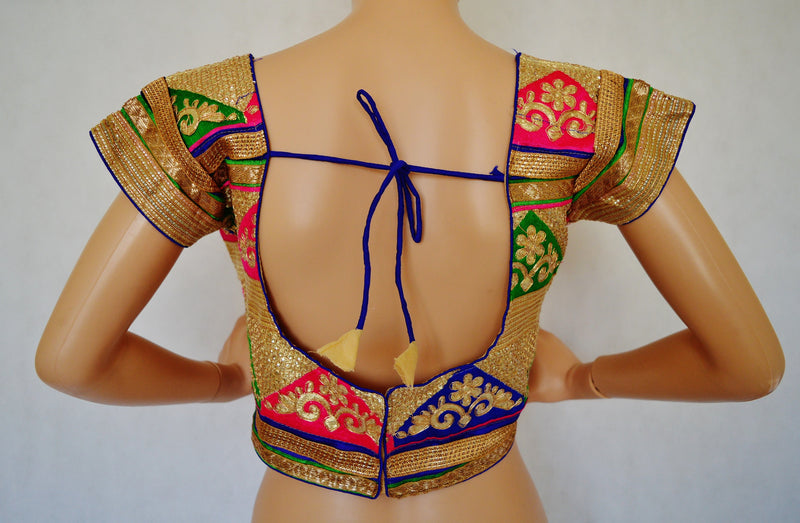 Pink Gold Embroidered readymade blouse / choli Top
