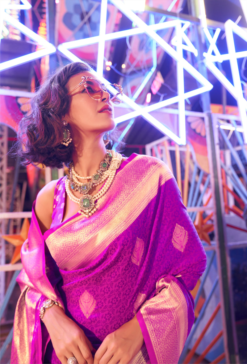 Magenta Colour Handwoven Silk Saree