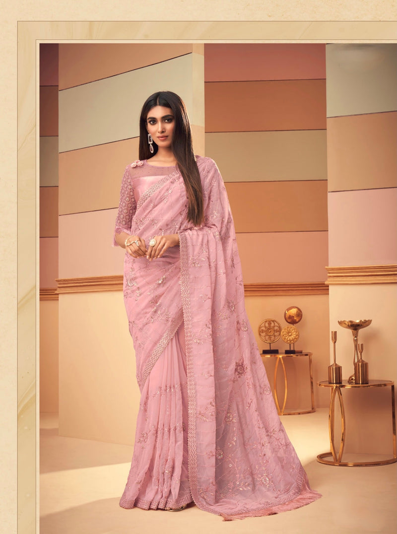 Pink Colour Silk Designer Saree
