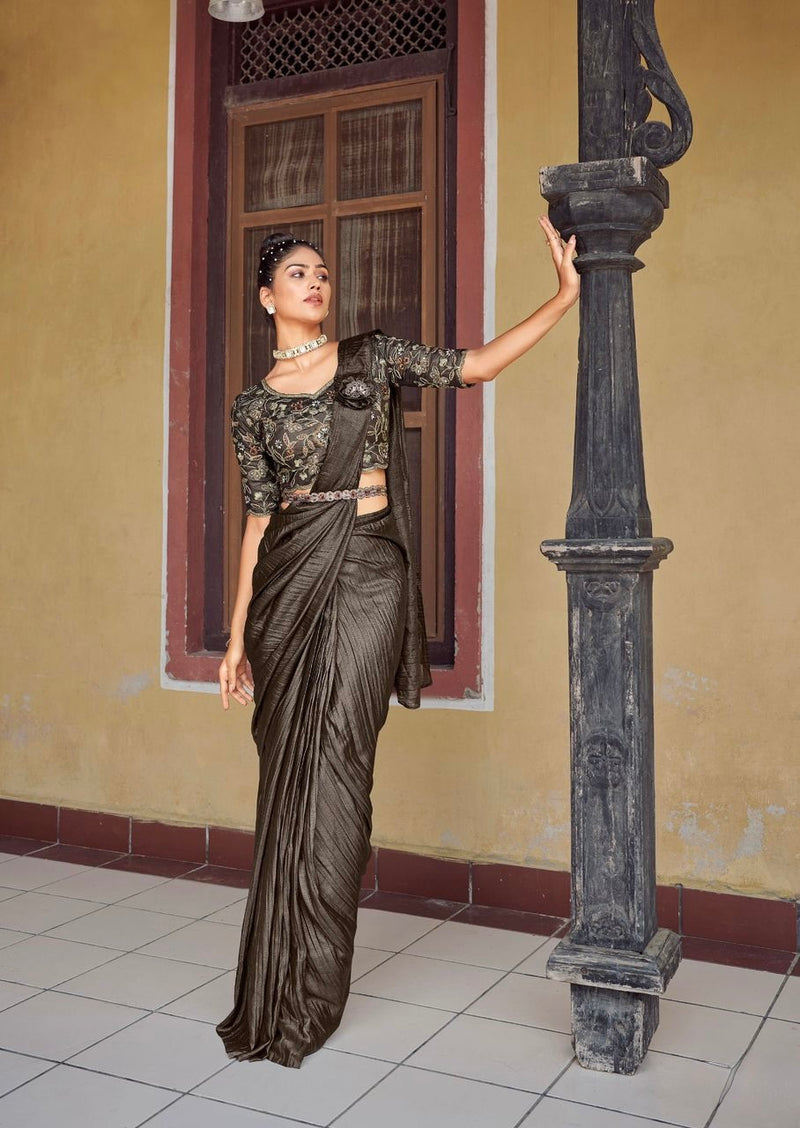 Ready Pleated Saree with Stitched Blouse