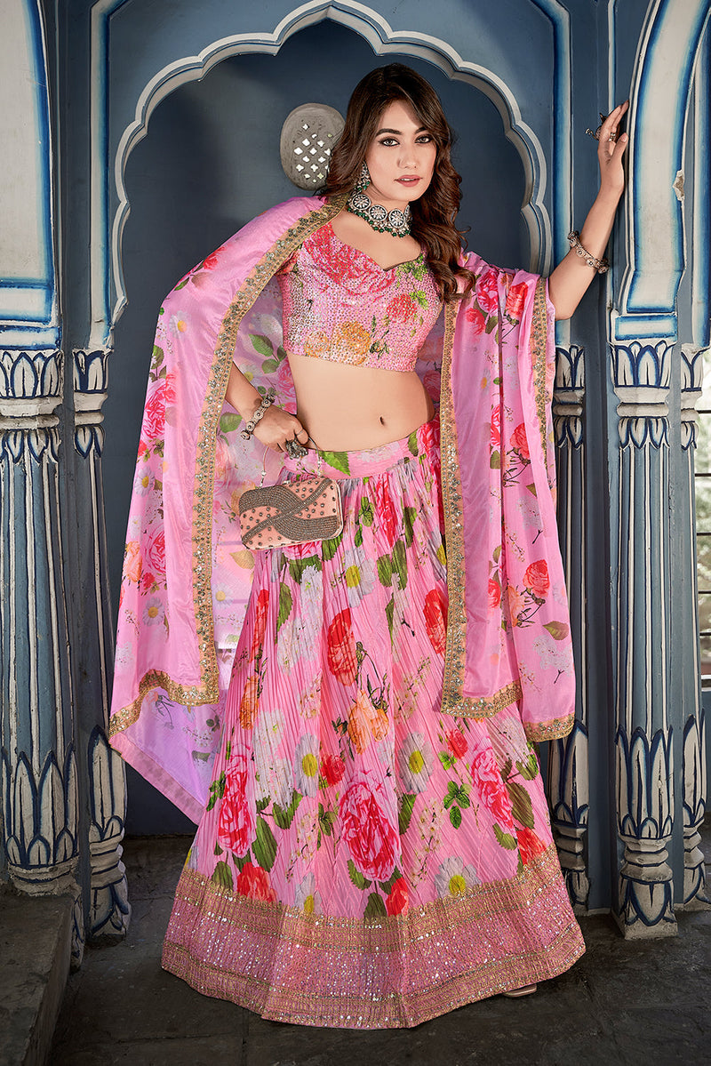 Crush Designer Lehenga Choli In Pink