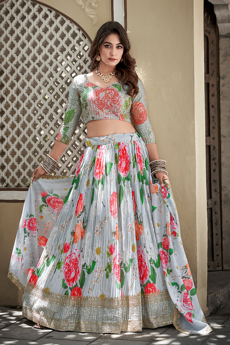 Crush Designer Lehenga Choli In Grey