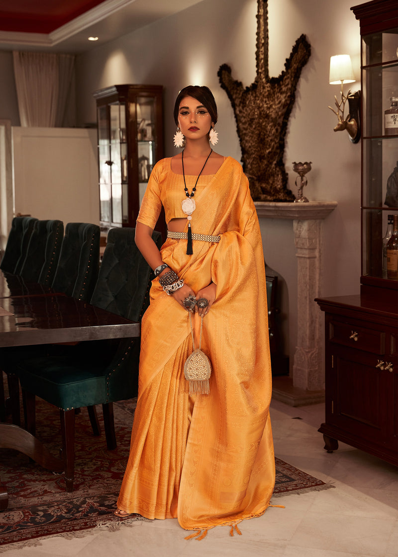 Mustard colour Kanchipuram Silk Saree