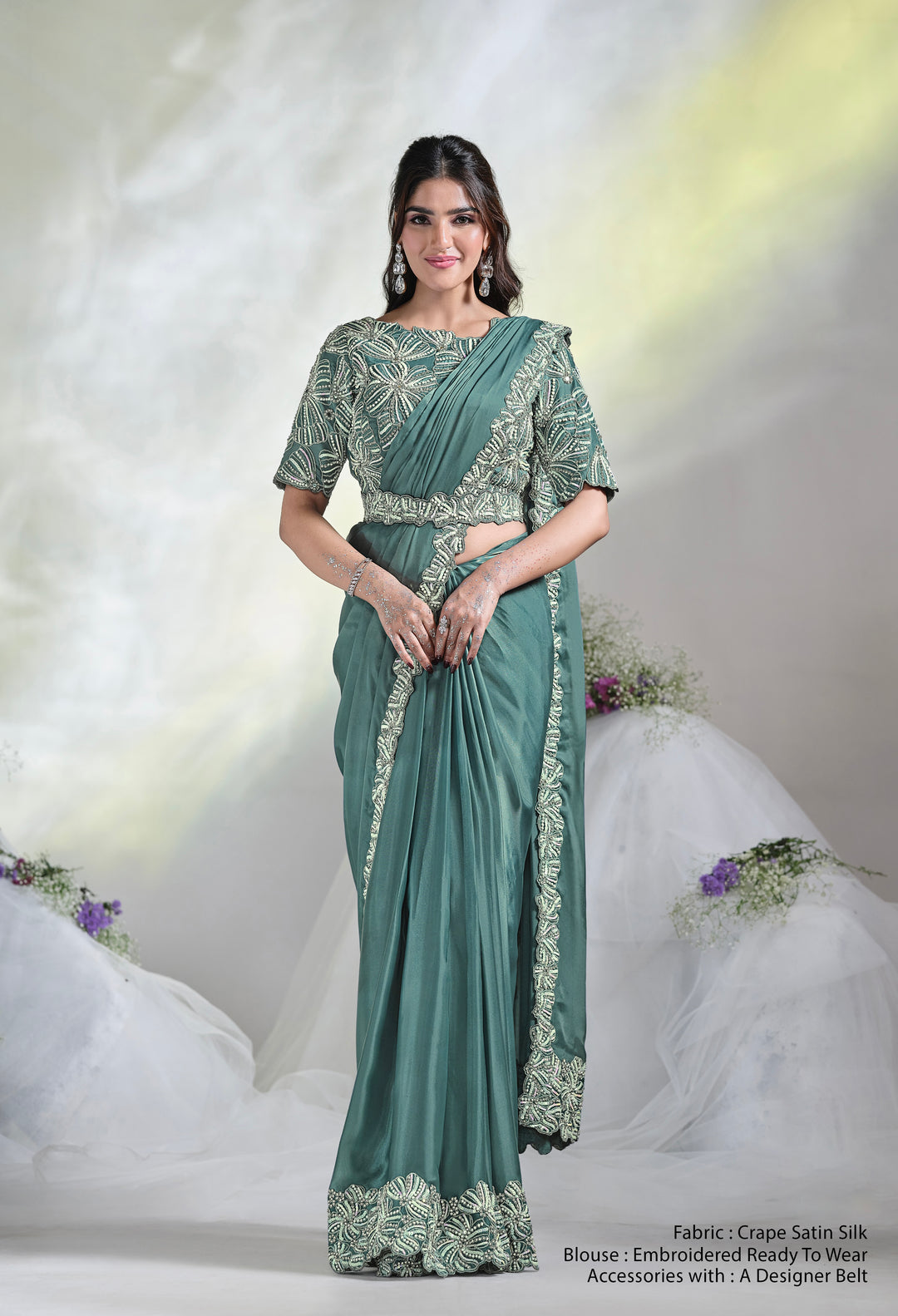 Ready To Wear Saree with Stitched Blouse –