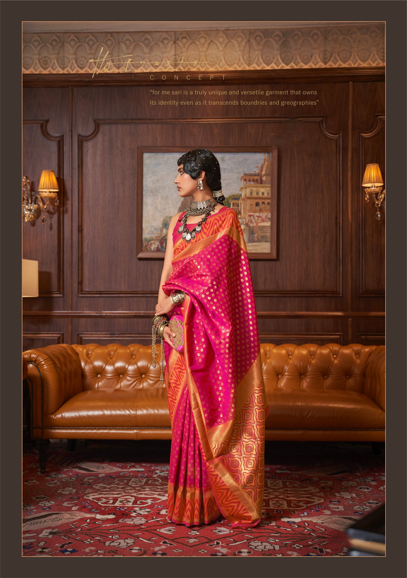 Pink colour Handloom Weaving Silk Saree