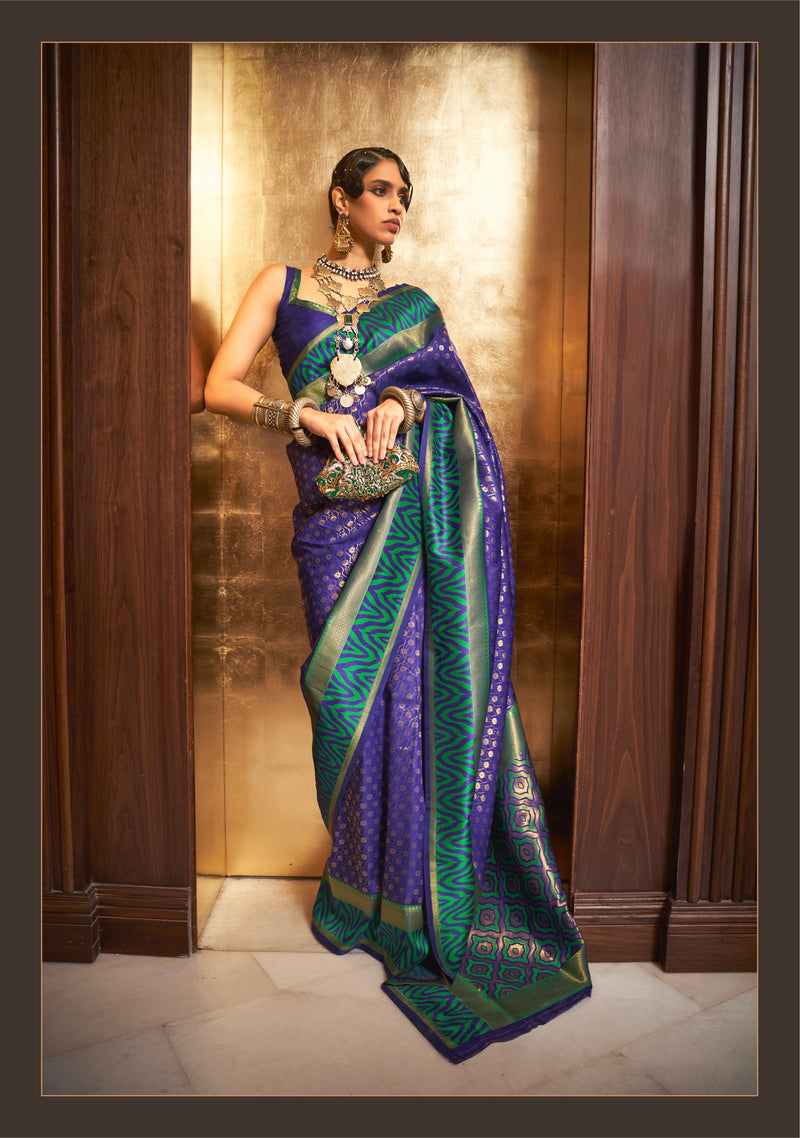 Purple colour Handloom Weaving Silk Saree