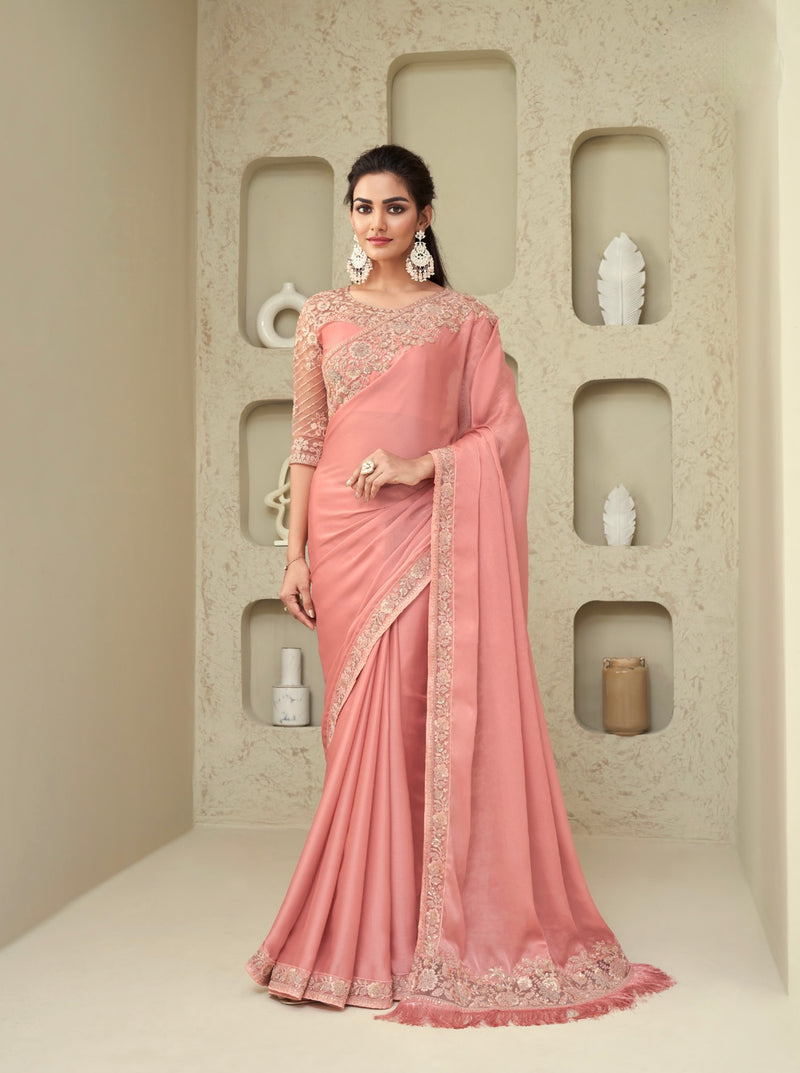 Eye catching Pink Saree For Party