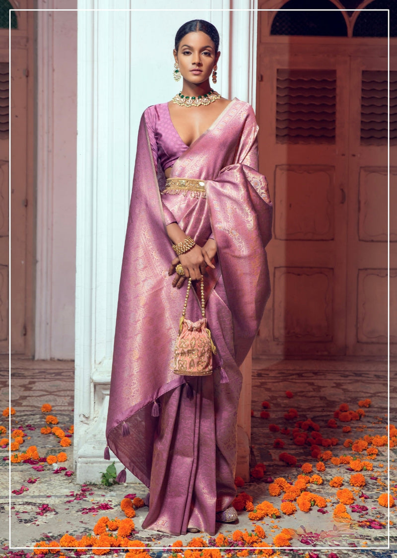 Pink colour Kanchipuram Silk Saree