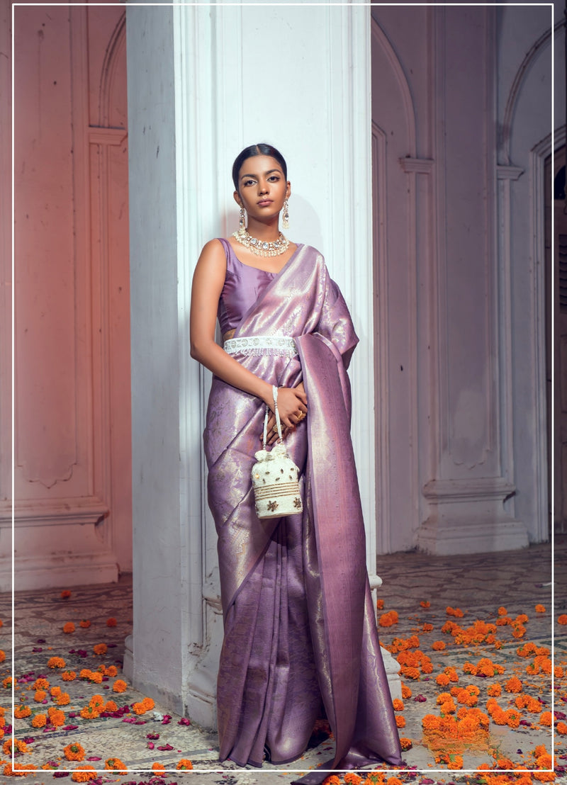 Purple colour Kanchipuram Silk Saree