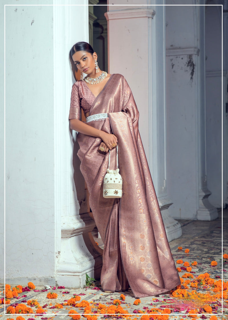 Dusty Mauve colour Kanchipuram Silk Saree
