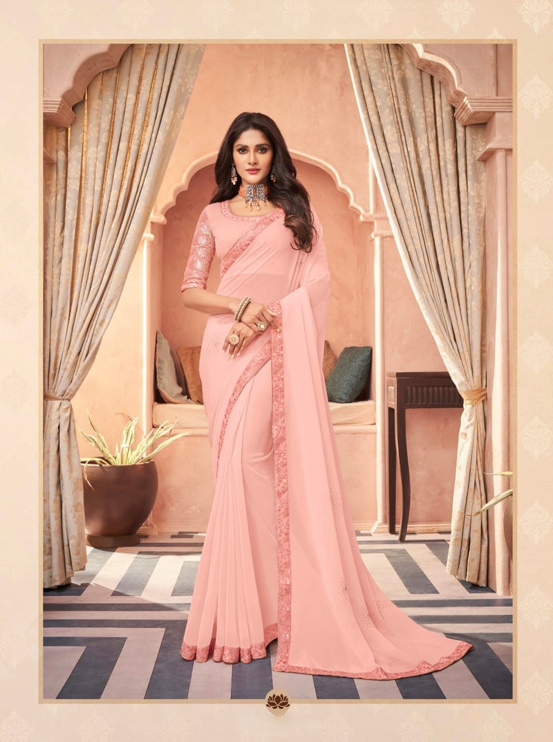 Pink Colour Silk Designer Saree
