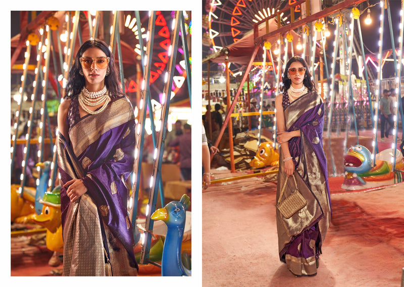 Purple Colour Handwoven Silk Saree