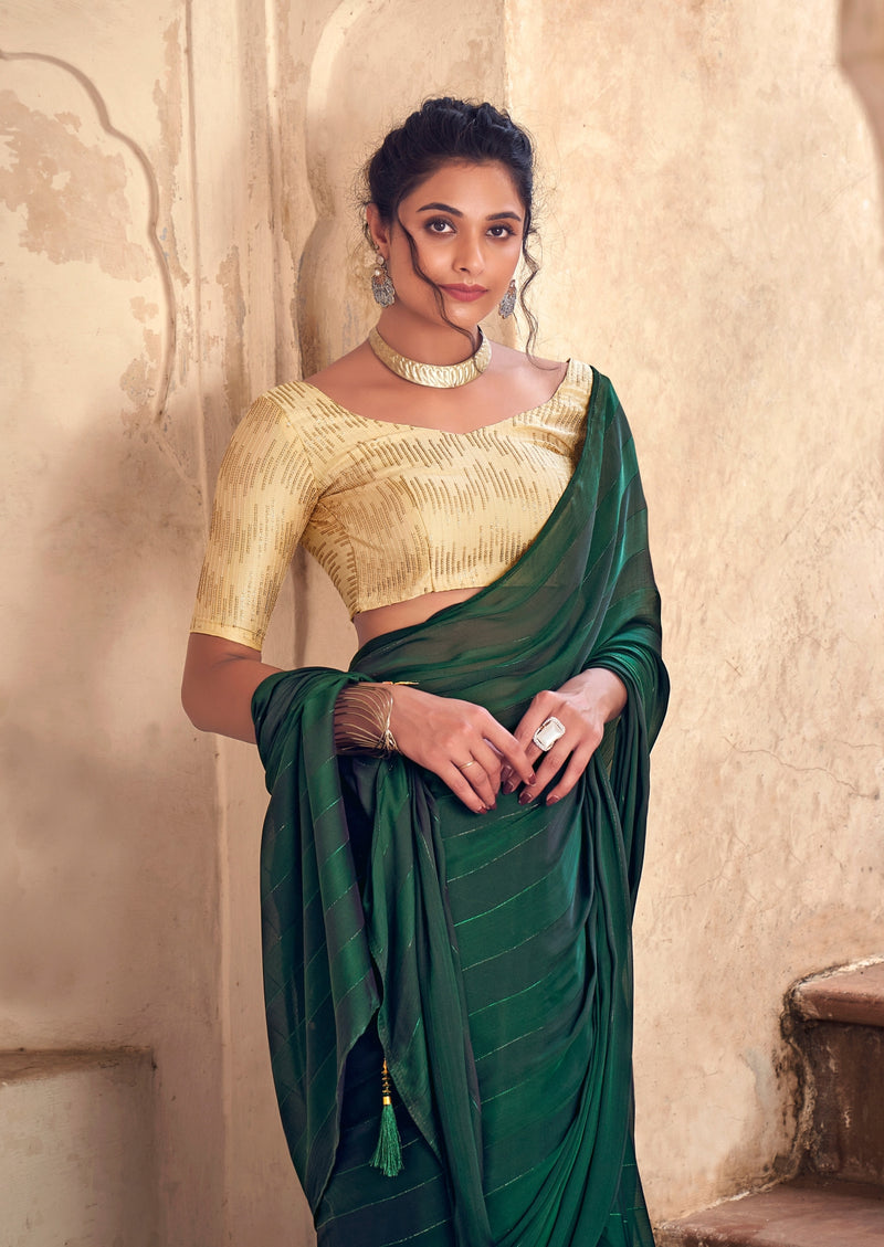 Satin Silk Saree with Designer blouse piece