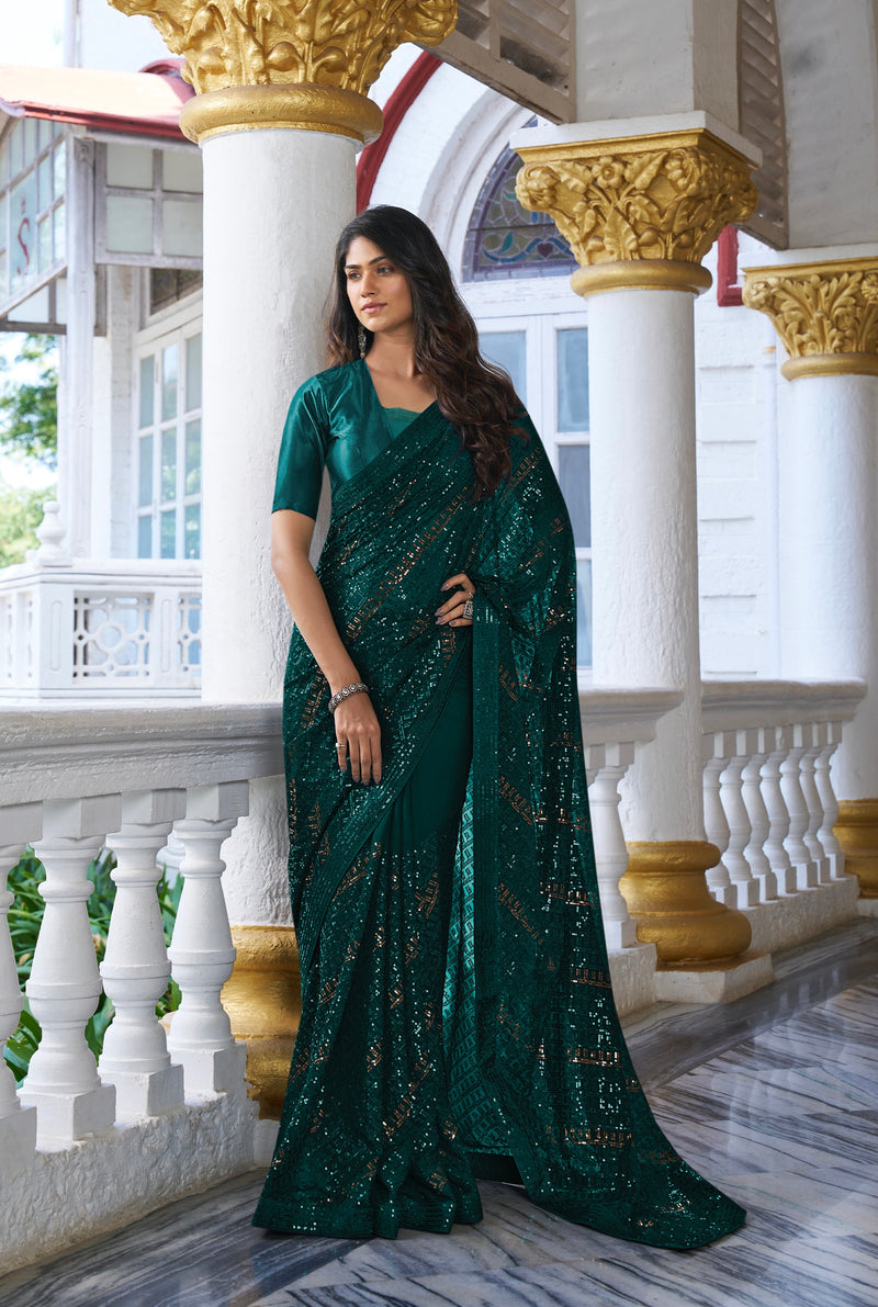 Elegance in Ebony Sequins Designer Saree