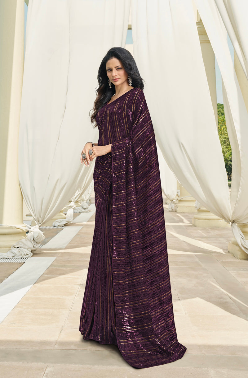 Elegance in Ebony Sequins Designer Saree