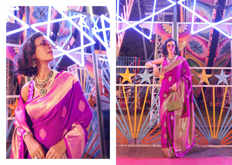 Magenta Colour Handwoven Silk Saree
