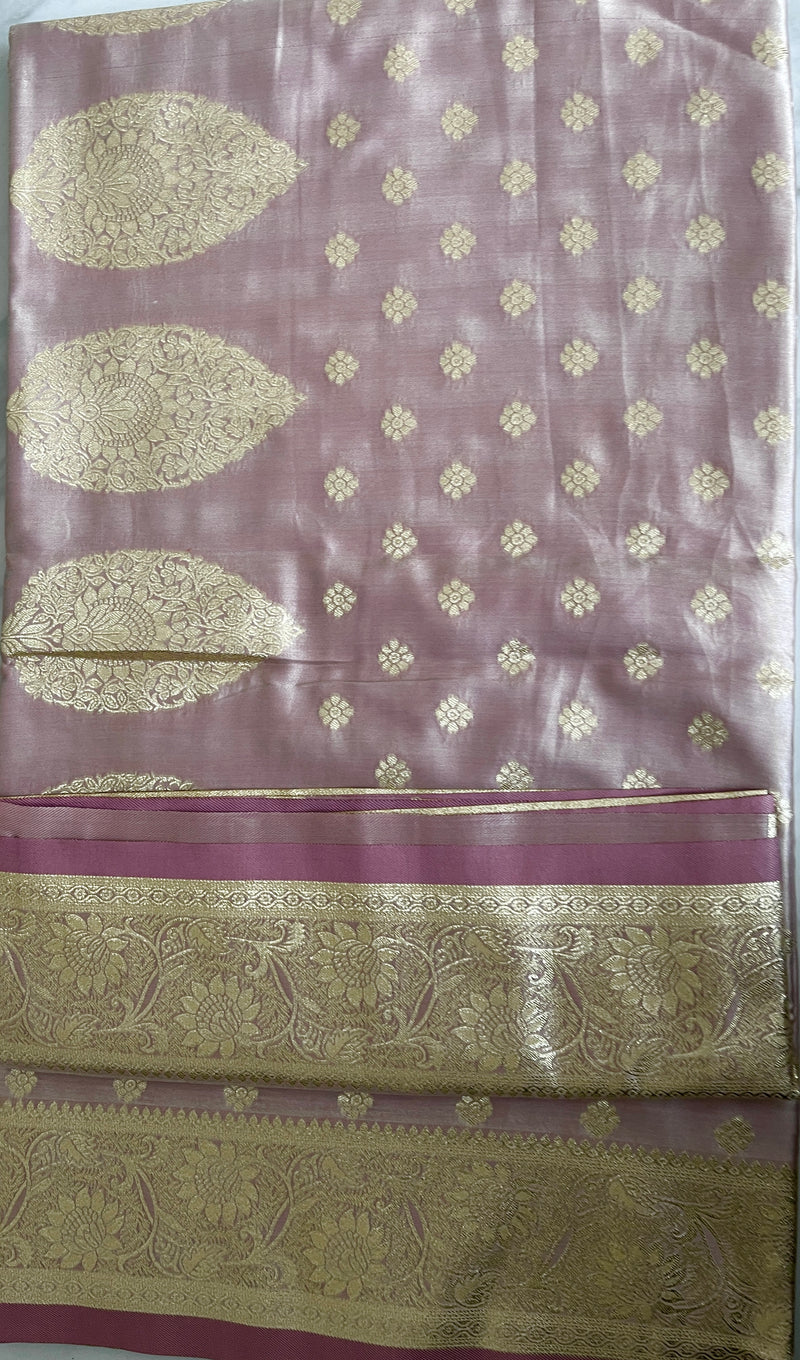 Pastel Purple Colour Banarasi Satin Silk Saree