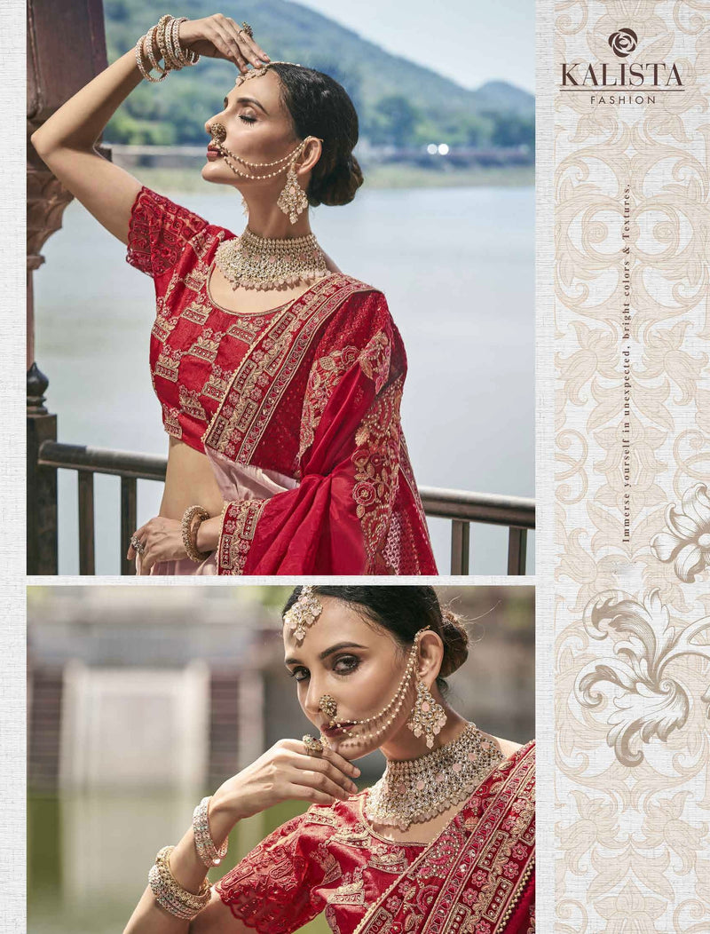Red and Pink Kalista Fashions Designer Saree