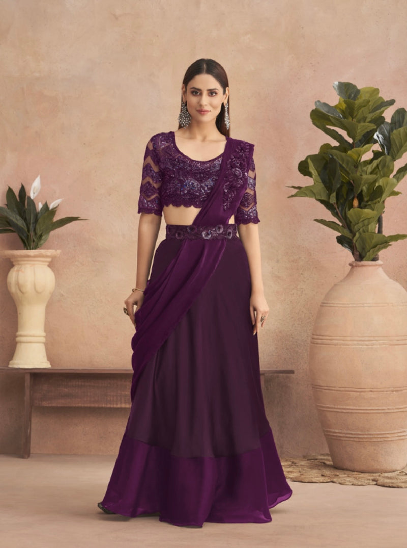 Lehenga Style Saree with Belt