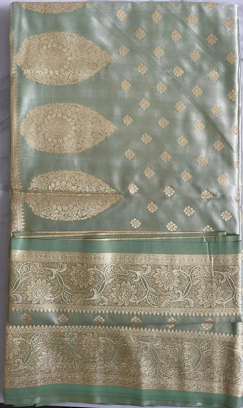 Light Khaki Colour Banarasi Satin Silk Saree