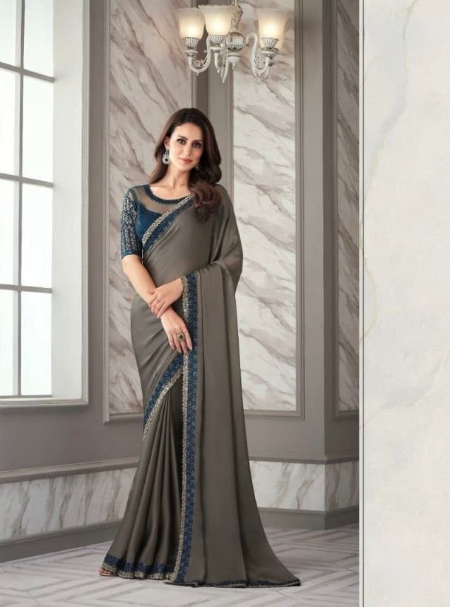 Silk Georgette Embroidered Designer Saree