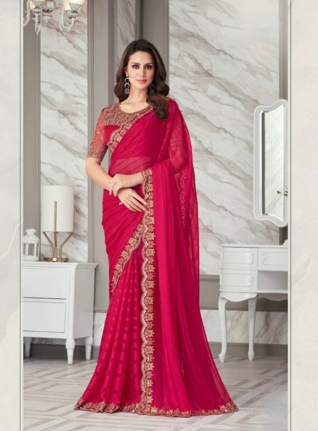 Silk Georgette Embroidered Designer Saree