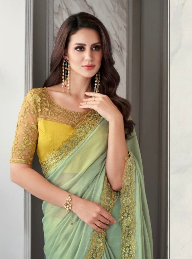 Silk Georgette Embroidered Designer Saree