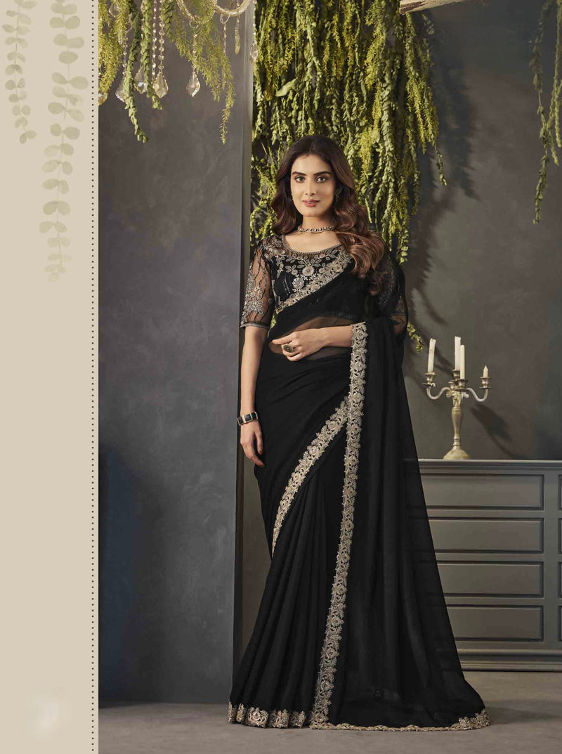 Georgette Designer Saree in Black