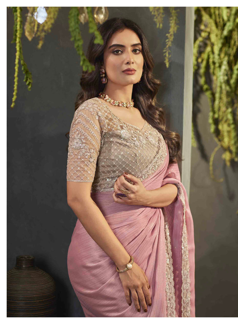 Pink Contemporary Style Saree