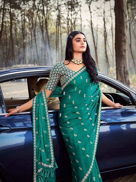 Chiffon Silk Saree with Readymade Blouse