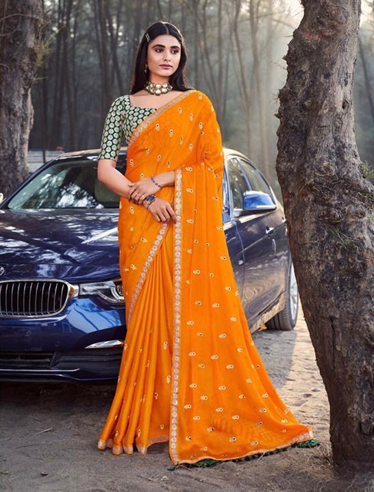 Chiffon Silk Saree with Readymade Blouse