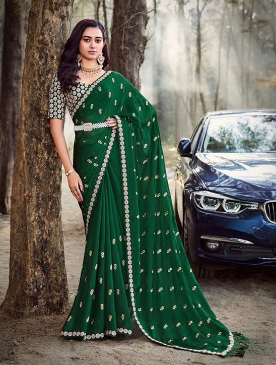 Chiffon Silk Saree with Readymade Blouse