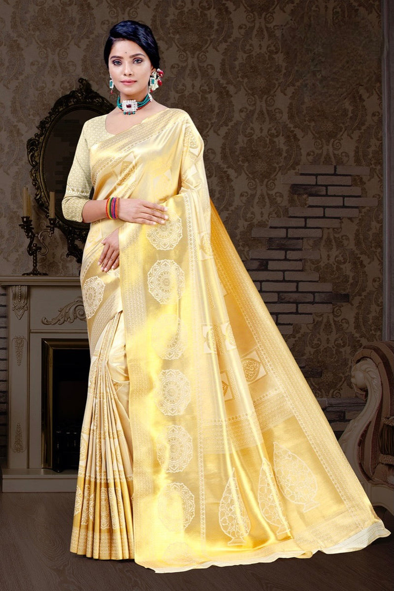 Gold Colour Kanchipuram silk Saree