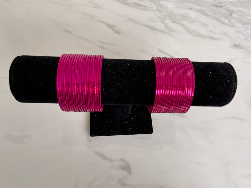 Fuchsia colour metal bangles