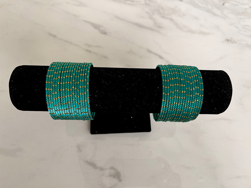 Teal colour metal bangles