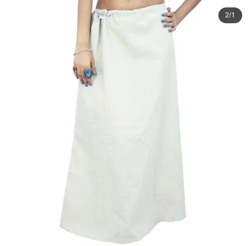 White Colour Cotton Petticoat / Skirt