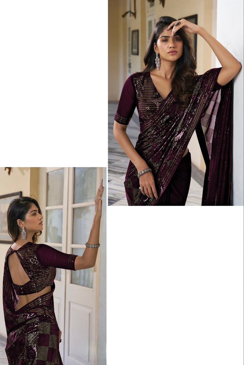 Elegance in Ebony Sequins Designer Saree