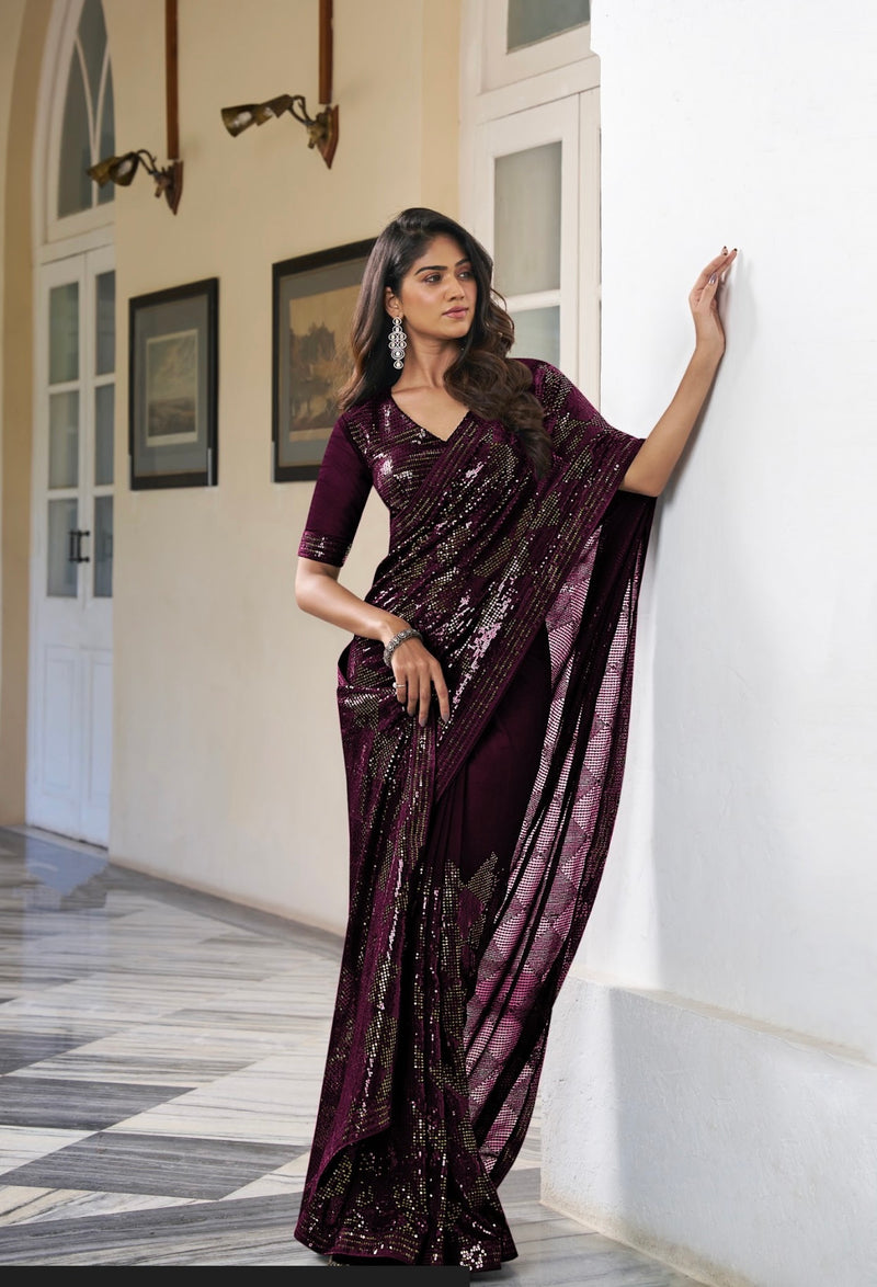 Elegance in Ebony Sequins Designer Saree