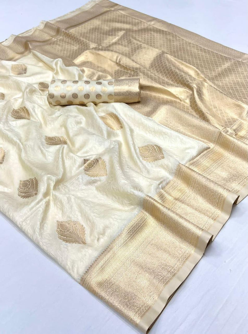 Cream Colour Handwoven Silk Saree