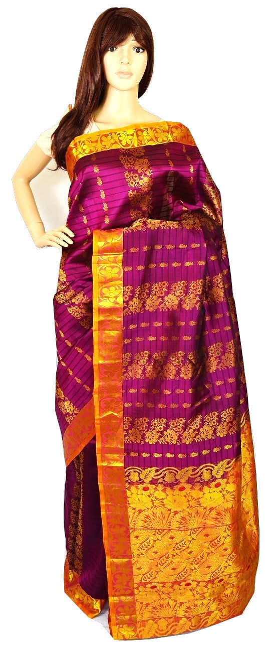 Dark Raspberry Colour Kanchipuram Pattu Silk Saree