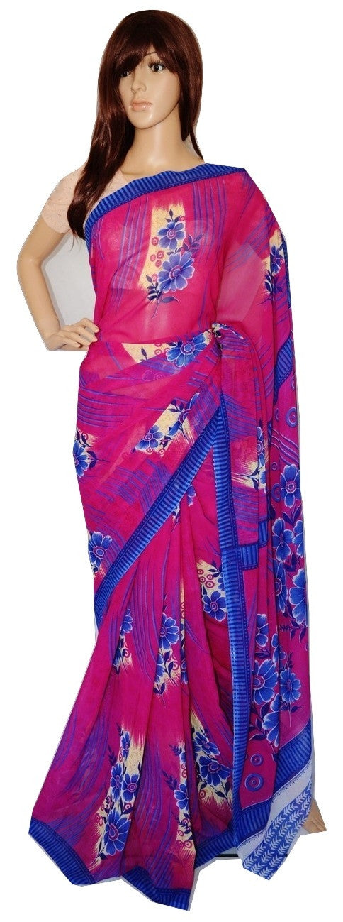 Pink & Blue Russion 3 Star Exclusive Fancy Saree