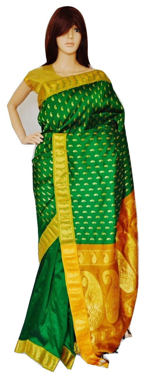 Beautiful Green Colour & Gold Palam Palam Silk Saree