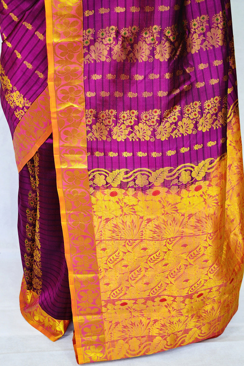 Dark Raspberry Colour Kanchipuram Pattu Silk Saree