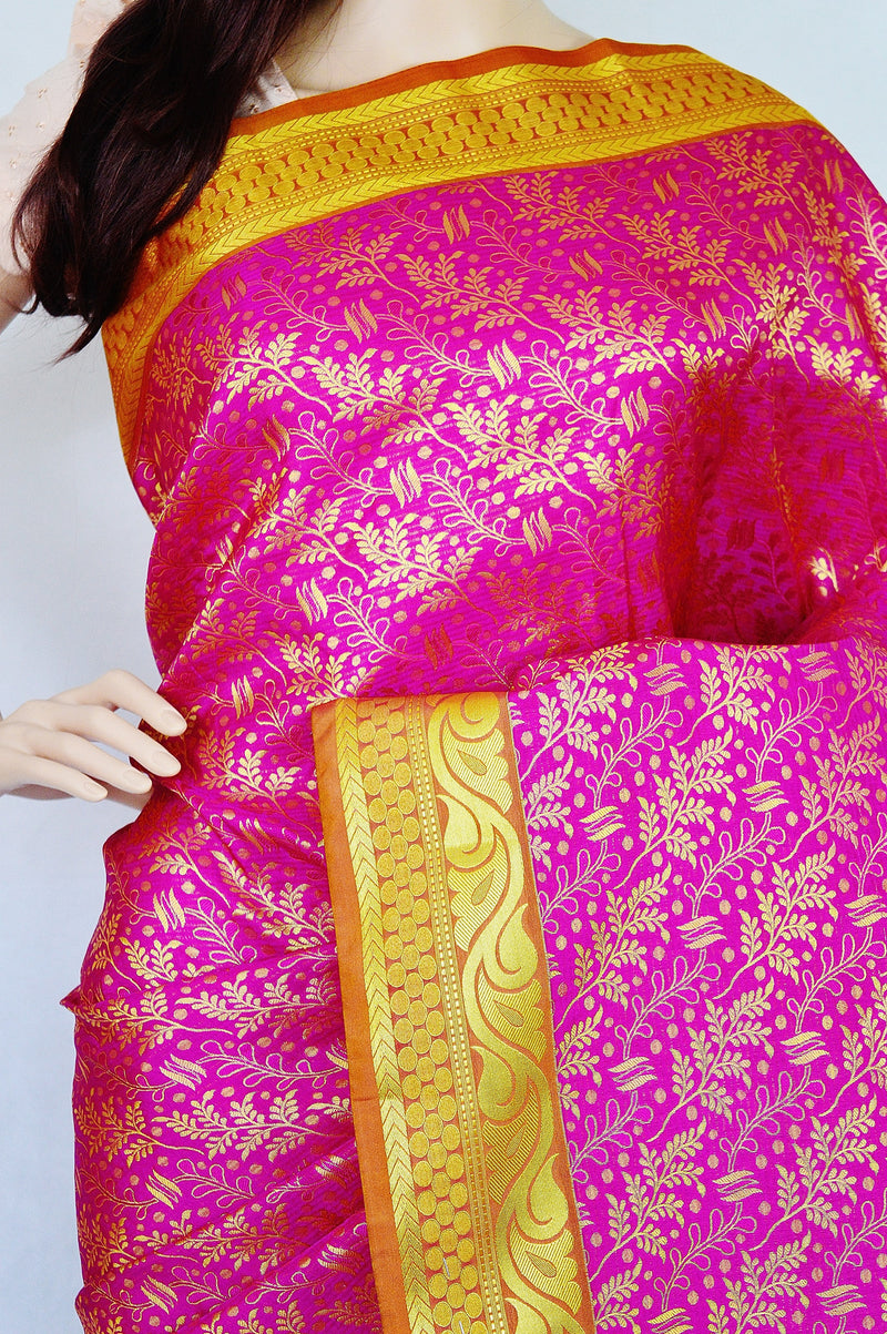 Dark Pink Colour Kanchipuram Pattu Silk Saree
