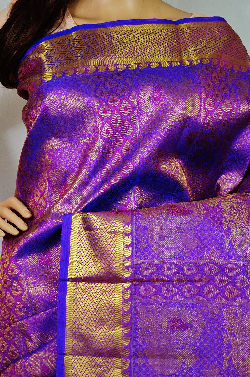 Purple Colour Kanchipuram Pattu Silk Saree