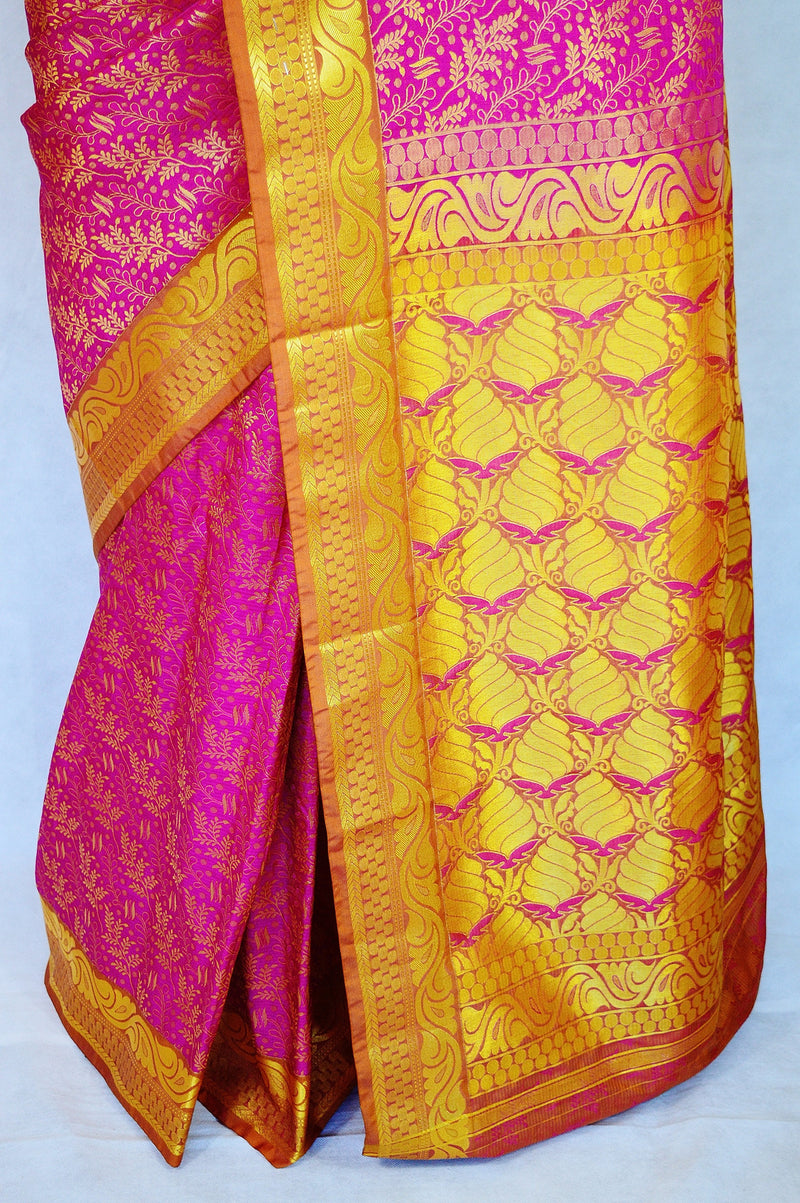 Dark Pink Colour Kanchipuram Pattu Silk Saree