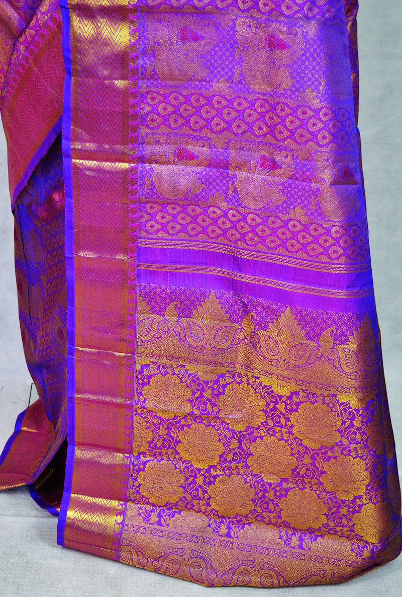 Purple Colour Kanchipuram Pattu Silk Saree